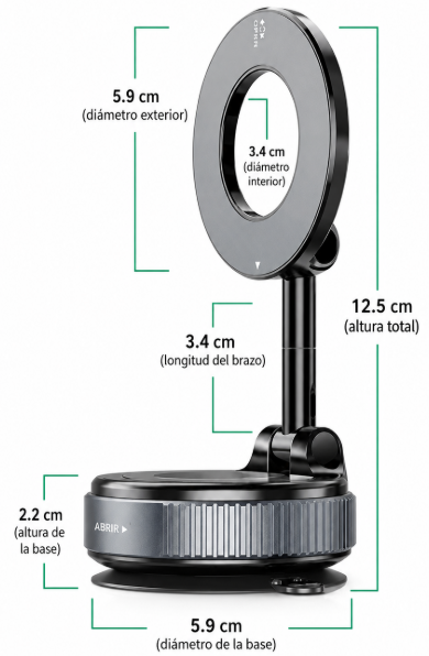 Soporte Magnético para Celular 360° – Ajuste Seguro, Giro Completo y Compatible con iPhone y Android