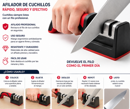 Afilador de Cuchillos Profesional | Rápido, Seguro y Fácil de Usar